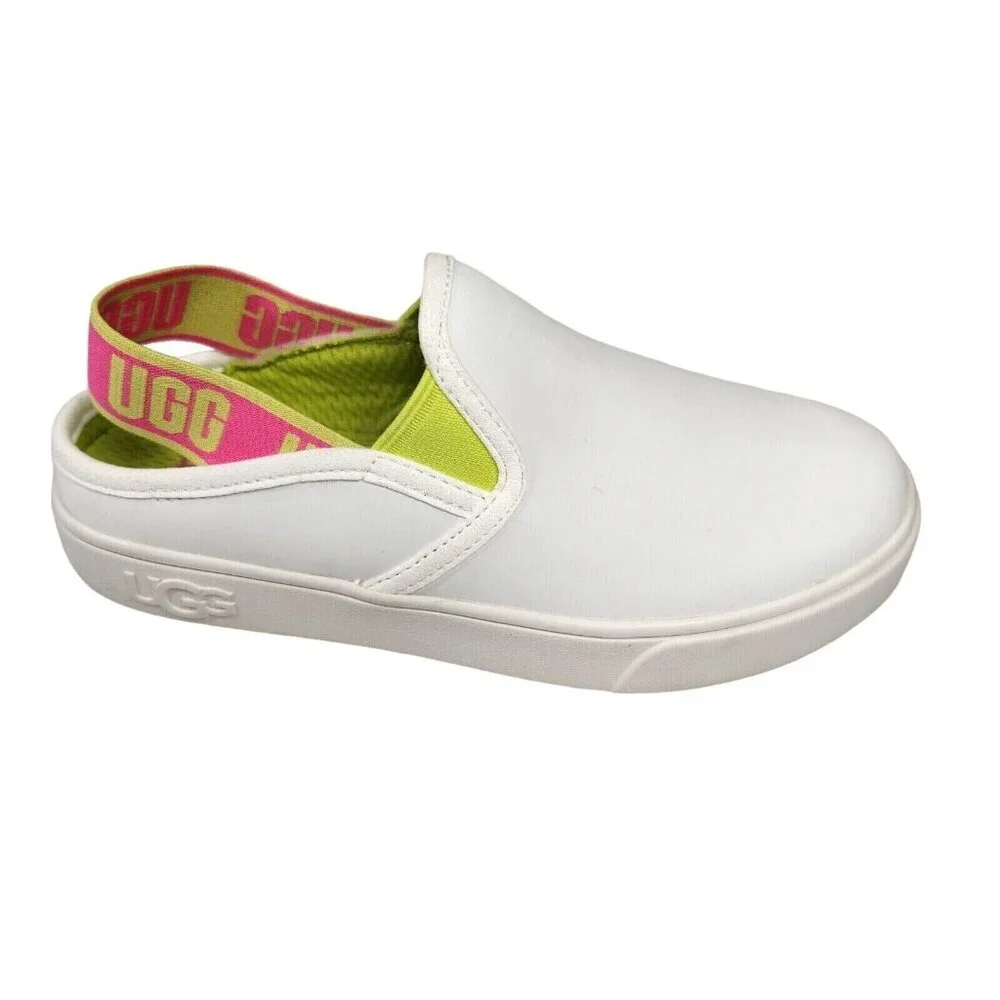 Ugg Size 6 M Aivey Slingback Leather Sneakers Shoes Slip On White Green 154